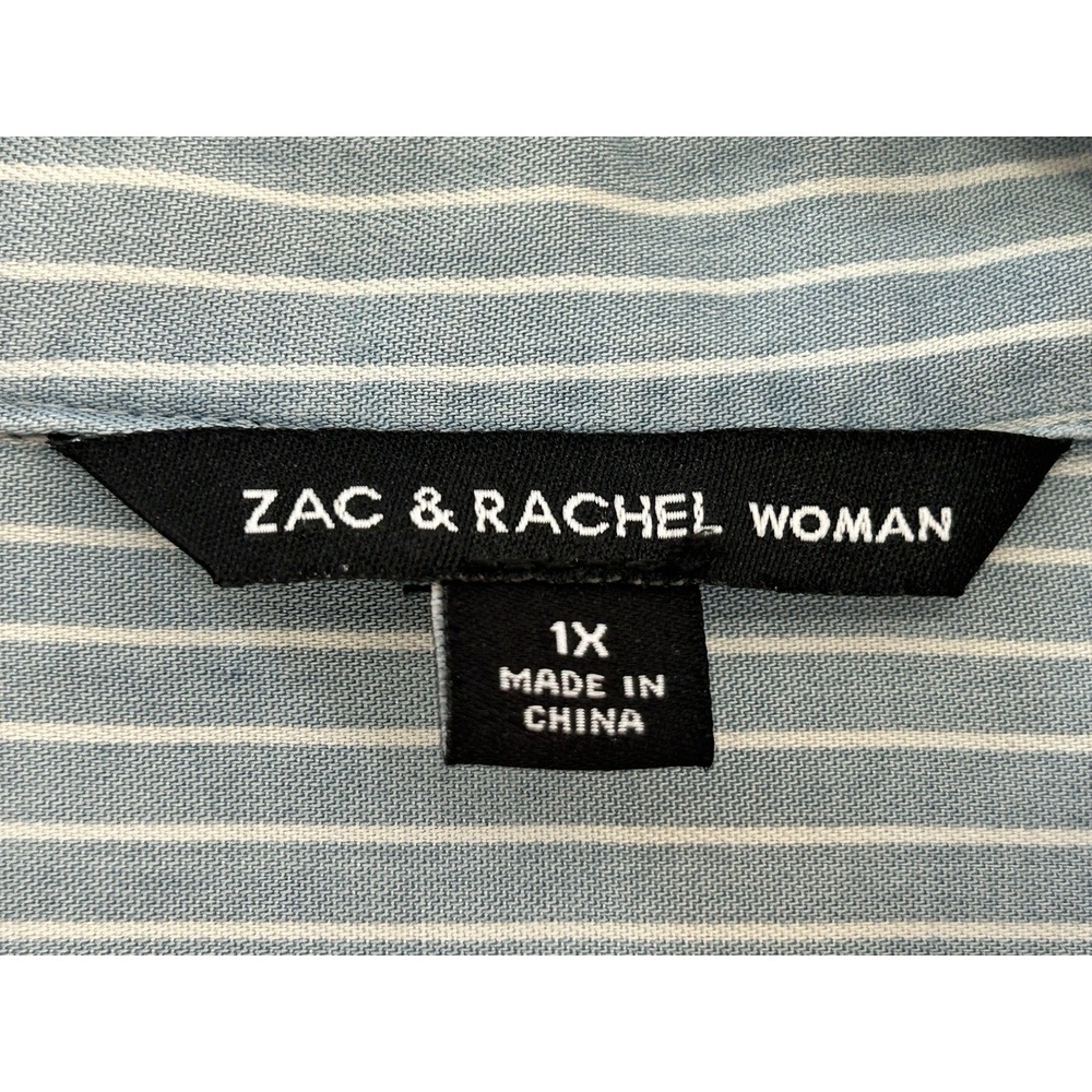 NWT ZAC & RACHEL 1X Womens Sleeveless Blouse Blue White Stripe Style Designer